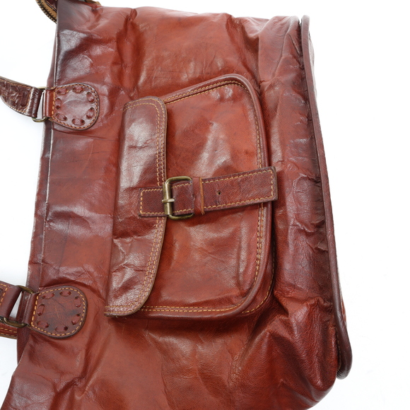 Noonday Collection Leather Handbag Purse Shoulder Boho Bag 6x11x11 Brown - Picture 9 of 15